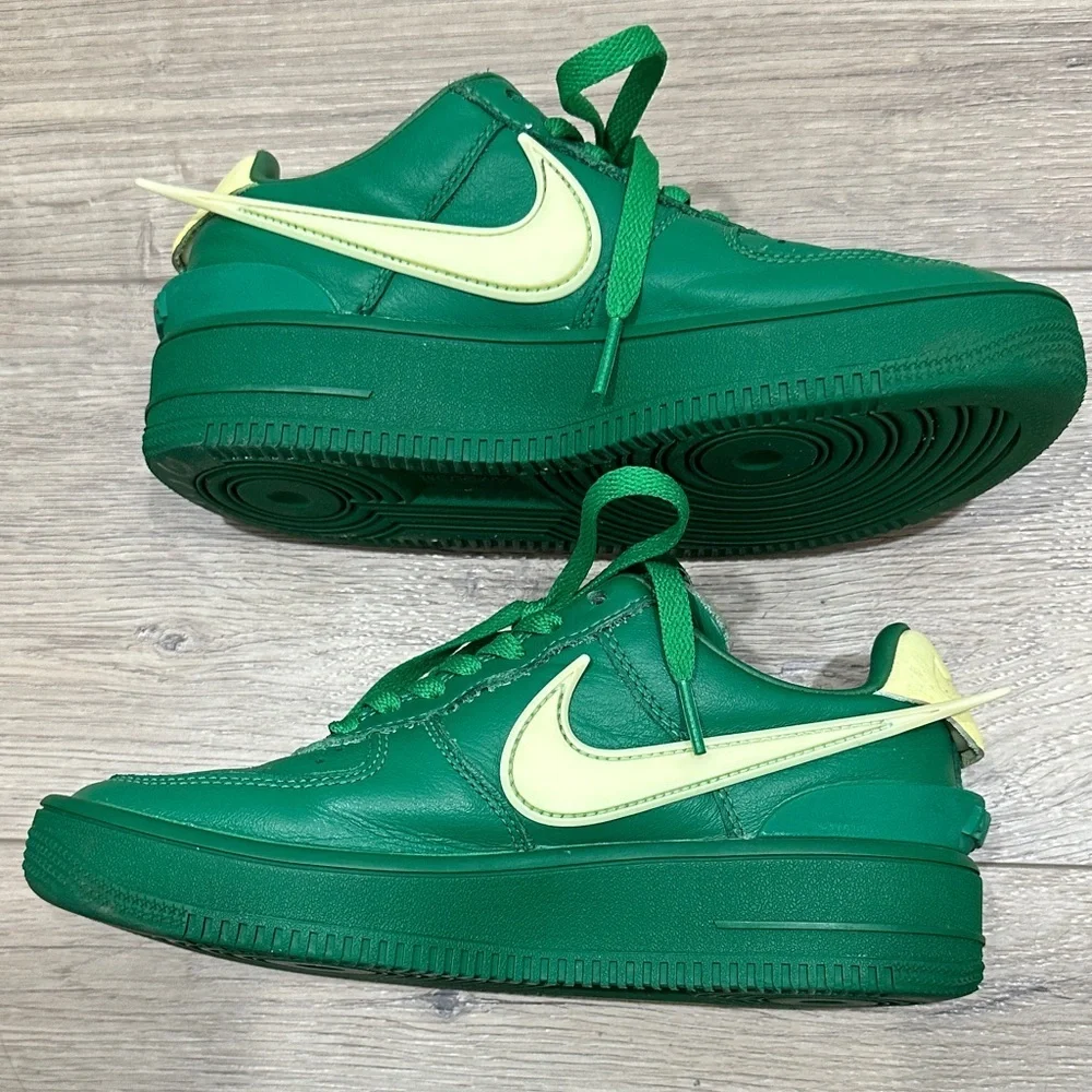 Nike x AMBUSH low Air Force 1 Boys 4 Pine green citron yellow trendy sneaker